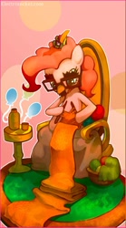 Size: 1100x1981 | Tagged: safe, artist:electrixocket, pinkie pie, earth pony, pony, glasses, groucho mask, knitting