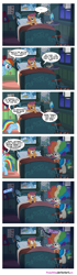 Size: 1000x3576 | Tagged: safe, artist:pixelkitties, mayor mare, rainbow dash, scootaloo, pegasus, pony, sleepless in ponyville, bed, clown, clown outfit, comic, dialogue, game boy, it, lava lamp, night, nintendo, rainbow dumb, reference, scared, scooter, stephen king, tentacles, this will end in tears and/or death