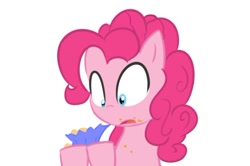 Size: 542x359 | Tagged: safe, artist:bambooharvester, pinkie pie, earth pony, pony, cupcake, shocked, wrapper