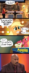 Size: 700x1750 | Tagged: safe, apple bloom, applejack, big macintosh, granny smith, earth pony, pony, apple, comic, dialogue, eyes closed, fail, family feud, floppy ears, game show, gameshow, male, open mouth, silly, silly pony, sleeping, smiling, stallion, steve harvey, who's a silly pony, zzz