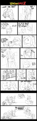 Size: 1237x4032 | Tagged: safe, artist:shoutingisfun, derpy hooves, queen chrysalis, shining armor, oc, oc:anon, human, pegasus, pony, unicorn, alternate ending, bait and switch, cellphone, clothes, comic, costume, dialogue, dork, dorkalis, dungeons and dragons, female, friday night, good end, hat, innuendo, looking at each other, male, mare, monochrome, open mouth, phone, smiling, speech bubble, stallion, sweat, unf, wizard hat