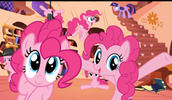 Size: 1024x599 | Tagged: safe, artist:eternityglacier, pinkie pie, twilight sparkle, earth pony, pony, too many pinkie pies, clone, clones, fun fun fun, pinkie clone, xk-class end-of-the-world scenario