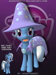 Size: 480x640 | Tagged: safe, derpibooru import, trixie, pony, 3d, cape, clothes, hat, source filmmaker, trixie's cape, trixie's hat