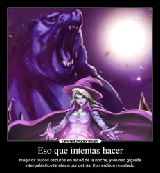 Size: 650x702 | Tagged: safe, artist:mrs1989, derpibooru import, edit, trixie, bear, human, ursa, ursa minor, boast busters, demotivational poster, female, humanized, meme, spanish, text, translation request