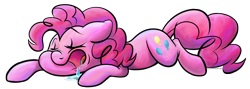 Size: 4335x1540 | Tagged: safe, artist:stratustrot, pinkie pie, earth pony, pony, drool, female, mare, pink coat, pink mane, sleeping