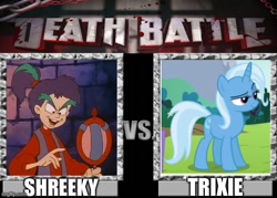 Size: 620x443 | Tagged: safe, artist:connorm1, derpibooru import, trixie, death battle, exploitable meme, meme