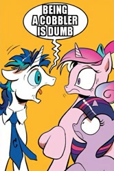 Size: 365x549 | Tagged: safe, princess cadance, shining armor, twilight sparkle, alicorn, pony, unicorn, spoiler:comic, exploitable meme, meme, obligatory pony, screaming armor