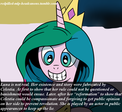 Size: 1024x933 | Tagged: safe, princess celestia, alicorn, pony, headcanon, redpilled-mlp-headcanons, solo, text, tyrant celestia