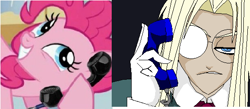 Size: 564x246 | Tagged: safe, artist:terry, pinkie pie, earth pony, pony, crossover, exploitable meme, hellsing, meme, phone, phone meme, sir integra