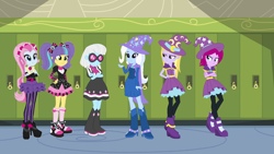 Size: 1536x864 | Tagged: safe, artist:eli-j-brony, derpibooru import, fuchsia blush, lavender lace, photo finish, pixel pizazz, trixie, violet blurr, equestria girls, female, the snapshots, trixie and the illusions