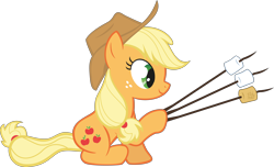 Size: 8068x4900 | Tagged: dead source, safe, artist:sharydow, applejack, earth pony, pony, look before you sleep, absurd resolution, applejack's special marshmallows, food, marshmallow, poor rarity, simple background, transparent background, vector