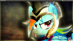 Size: 1366x768 | Tagged: safe, artist:overmare, artist:rainbowdashyy, artist:ratchethun, commander hurricane, rainbow dash, pegasus, pony, ubuntu, wallpaper