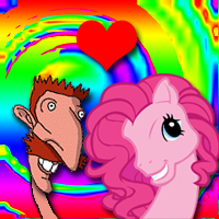 Size: 200x200 | Tagged: safe, pinkie pie, earth pony, pony, g3, bust, crossover, floating heart, heart, nigel thornberry, nightmare fuel, portrait, shipping, smiling, wat