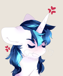 Size: 1024x1235 | Tagged: safe, artist:princesstiramichyuu, shining armor, pony, unicorn, cross-popping veins, eyes closed, gritted teeth, snorting, solo