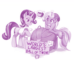 Size: 1280x1034 | Tagged: safe, artist:dstears, derpibooru import, starlight glimmer, trixie, pony, unicorn, atg 2020, camera, clothes, grin, hat, magic, monochrome, newbie artist training grounds, poking, selfie, shirt, smiling, telekinesis, twine