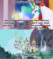 Size: 1021x1149 | Tagged: safe, screencap, princess celestia, alicorn, pony, celestia's proclamation, exploitable meme, meme, the law