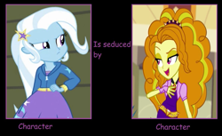 Size: 1115x683 | Tagged: safe, artist:themexicanpunisher, derpibooru import, adagio dazzle, trixie, equestria girls, female, lesbian, meme, shipping, triagio