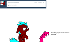 Size: 680x378 | Tagged: safe, pinkie pie, oc, oc:lightning fire, oc:pinkie gak, earth pony, goo pony, original species, pony, ask, ask lightning fire, ask pinkie gak, gak, gakpony, pinkie slime, tumblr