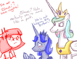 Size: 825x638 | Tagged: safe, artist:redanon, prince artemis, prince solaris, princess celestia, princess luna, oc, oc:anon, oc:femanon, human, comic, femanon in malequestria, king solaris, rule 63