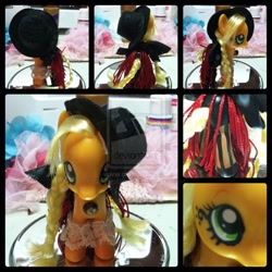 Size: 900x900 | Tagged: safe, artist:ali-katscuriosities, applejack, doll, hat, irl, photo, steampunk, toy, watermark