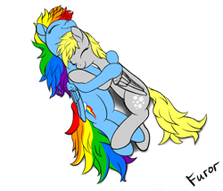 Size: 1717x1472 | Tagged: safe, artist:furor1, derpy hooves, rainbow dash, pegasus, pony, cuddling, derpydash, female, hug, lesbian, mare, shipping, sleeping, snuggling