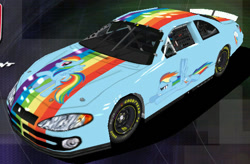 Size: 565x371 | Tagged: safe, rainbow dash, pegasus, pony, car, dodge (car), dodge intrepid, nascar, racecar