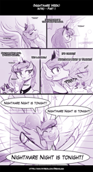 Size: 755x1390 | Tagged: safe, artist:lumineko, princess luna, oc, oc:neko heart, alicorn, pony, brushing, brushing teeth, comic, dialogue, duo, nightmare night