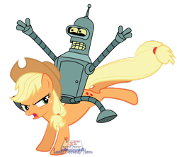 Size: 900x799 | Tagged: safe, artist:lastsecondhero, applejack, earth pony, pony, bender bending rodriguez, crossover, futurama, simple background, transparent background