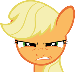 Size: 1400x1351 | Tagged: safe, artist:foxy-noxy, applejack, earth pony, pony, angry, gritted teeth, hatless, missing accessory, simple background, transparent background, upset, vector