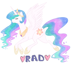 Size: 1700x1615 | Tagged: safe, artist:asp3ll, princess celestia, alicorn, pony, crown, eyes closed, female, heart, hoof shoes, jewelry, mare, rad, regalia, simple background, solo, transparent background, wings