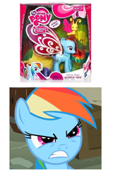 Size: 512x800 | Tagged: safe, rainbow dash, pony, angry, brushable, glimmer wings, irl, photo, toy