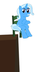 Size: 2678x4650 | Tagged: safe, artist:sketchmcreations, derpibooru import, trixie, pony, unicorn, balancing, chair, crossed arms, edge, female, inkscape, mare, simple background, sitting, smiling, transparent background, vector