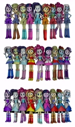 Size: 4192x7152 | Tagged: safe, artist:fazbearsparkle, derpibooru import, applejack, fluttershy, pinkie pie, rainbow dash, rarity, starlight glimmer, sunset shimmer, trixie, twilight sparkle, equestria girls, 3d, alternative outfit, fall formal outfits, looking at you, simple background, source filmmaker