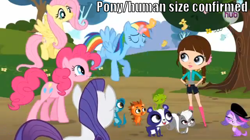 Size: 854x479 | Tagged: safe, fluttershy, pinkie pie, rainbow dash, rarity, dog, gecko, hedgehog, human, panda, pony, skunk, back of head, blythe baxter, comparison, crossover, height, littlest pet shop, mongoose, penny ling, pepper clark, russell ferguson, size comparison, sunil nevla, twilight barkle, vinnie terrio, zoe trent