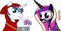 Size: 3697x1895 | Tagged: safe, artist:roger334, princess cadance, princess flurry heart, shining armor, alicorn, pony, unicorn, clothes, costume, e.t., happy, nightmare night, simple background, skeleton costume, transparent background, vector