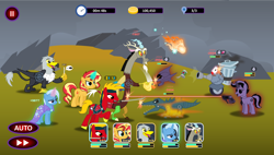 Size: 4096x2320 | Tagged: safe, artist:shadymeadow, derpibooru import, discord, sunset shimmer, trixie, oc, oc:grant the griffon, oc:jikan, oc:wheatley airborne, griffon, pony, robot, magic, rubber duck