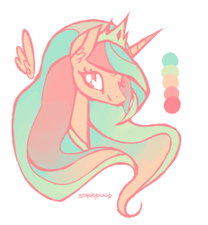 Size: 900x976 | Tagged: safe, artist:starrypon, princess celestia, alicorn, pony, color palette, female, head, limited palette, looking at you, mare, simple background, smiling, solo, transparent background