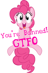 Size: 1741x2652 | Tagged: safe, artist:tehmage, pinkie pie, earth pony, pony, image macro, pink text, simple background, transparent background, vector