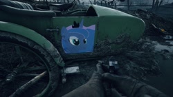 Size: 1920x1080 | Tagged: safe, princess luna, alicorn, pony, battlefield, battlefield 1, emblem editor, motorcycle