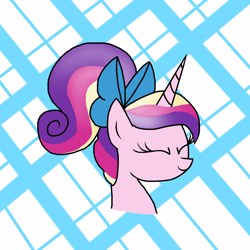 Size: 1770x1770 | Tagged: safe, artist:lortstreet54, princess cadance, alicorn, pony, bow, bust, cute, cutedance, eyes closed, hair bow, ponytail, portrait, smiling, solo, teen princess cadance, younger