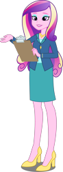 Size: 2000x5427 | Tagged: safe, artist:xebck, dean cadance, princess cadance, equestria girls, friendship games, absurd resolution, clipboard, clothes, eyeshadow, female, high heels, legs, lipstick, makeup, simple background, skirt, solo, transparent background, vector