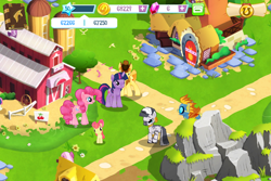 Size: 960x640 | Tagged: safe, apple bloom, braeburn, pinkie pie, spitfire, twilight sparkle, unicorn twilight, zecora, earth pony, pony, unicorn, zebra, creepy, female, filly, game screencap, gameloft, male, mare, stallion