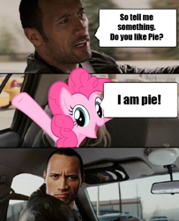 Size: 518x639 | Tagged: safe, pinkie pie, earth pony, human, pony, female, mare, meme, the rock