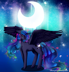 Size: 2809x2912 | Tagged: safe, artist:xkittyblue, princess luna, alicorn, pony, missing accessory, moon, solo