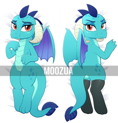 Size: 470x489 | Tagged: safe, artist:moozua, princess ember, dragon, body pillow, body pillow design, clothes, socks, thigh highs