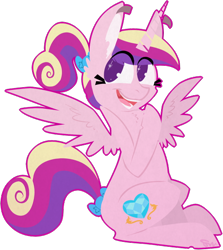 Size: 494x554 | Tagged: safe, artist:dr-idiot, princess cadance, alicorn, pony, crown, female, horn, mare, multicolored mane, solo