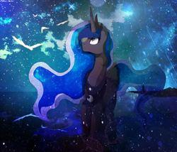 Size: 2822x2420 | Tagged: safe, artist:asika-aida, princess luna, alicorn, pony, female, horn, looking up, mare, solo