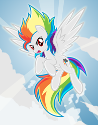 Size: 2500x3200 | Tagged: safe, artist:danmakuman, rainbow dash, pegasus, pony, blue coat, female, mare, multicolored mane, super rainbow dash