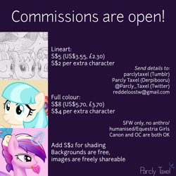 Size: 1100x1100 | Tagged: safe, artist:parclytaxel, coco pommel, princess cadance, starlight glimmer, oc, oc:parcly taxel, alicorn, pony, alicorn oc, commission info