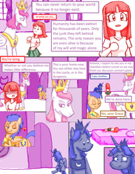 Size: 893x1155 | Tagged: safe, artist:redanon, flare warden, flash sentry, prince artemis, prince solaris, princess celestia, princess luna, oc, oc:anon, oc:femanon, human, comic, femanon in malequestria, king solaris, rule 63